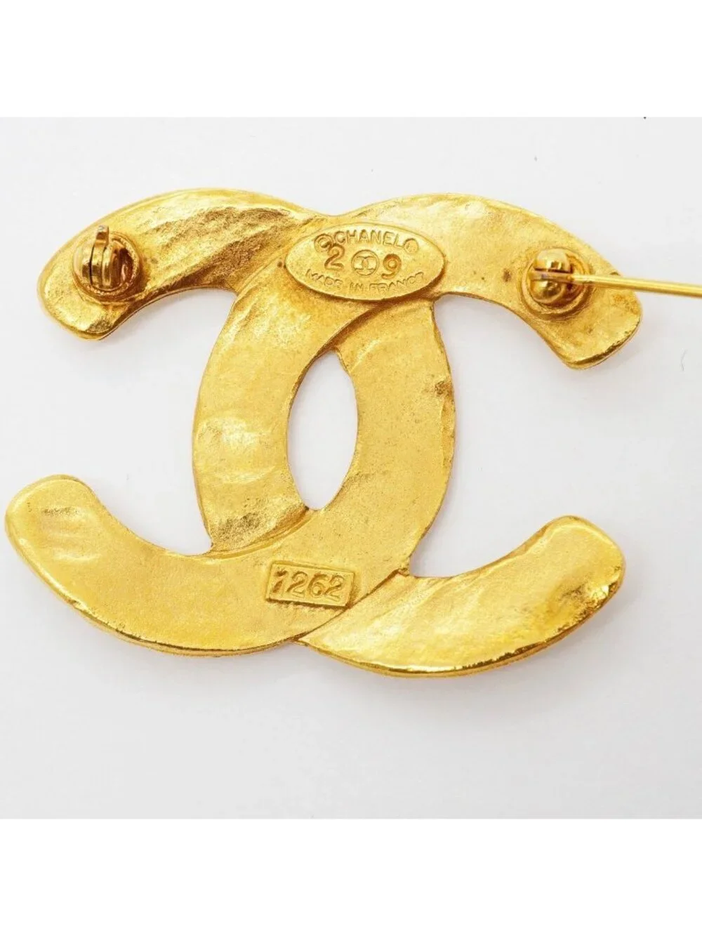 Chanel Brooch Vintage CC Logo Gold Plated